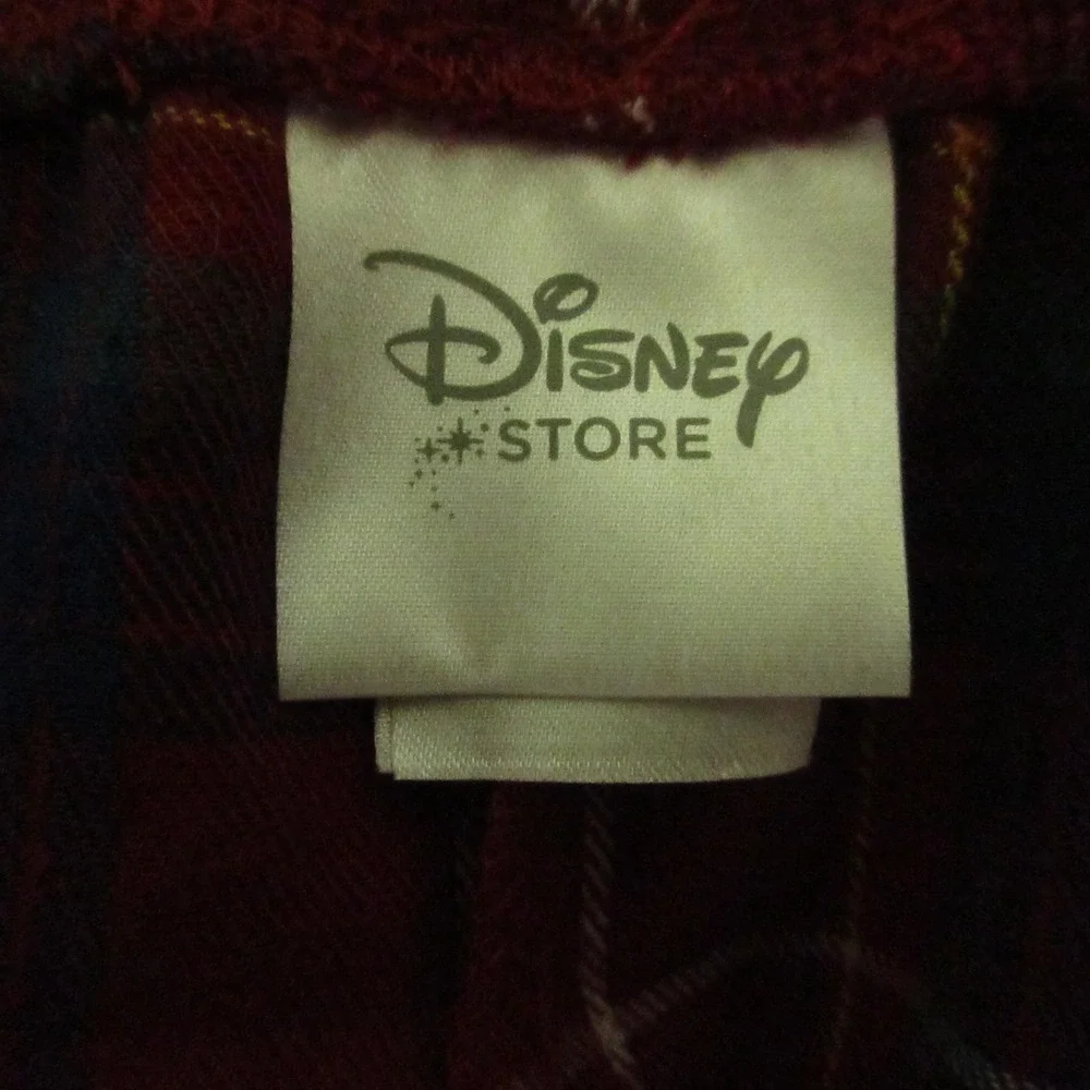 Disney Store Pajama Set Mens Large Red Plaid Mickey Mouse Flannel Button Front - Picture 11 of 14